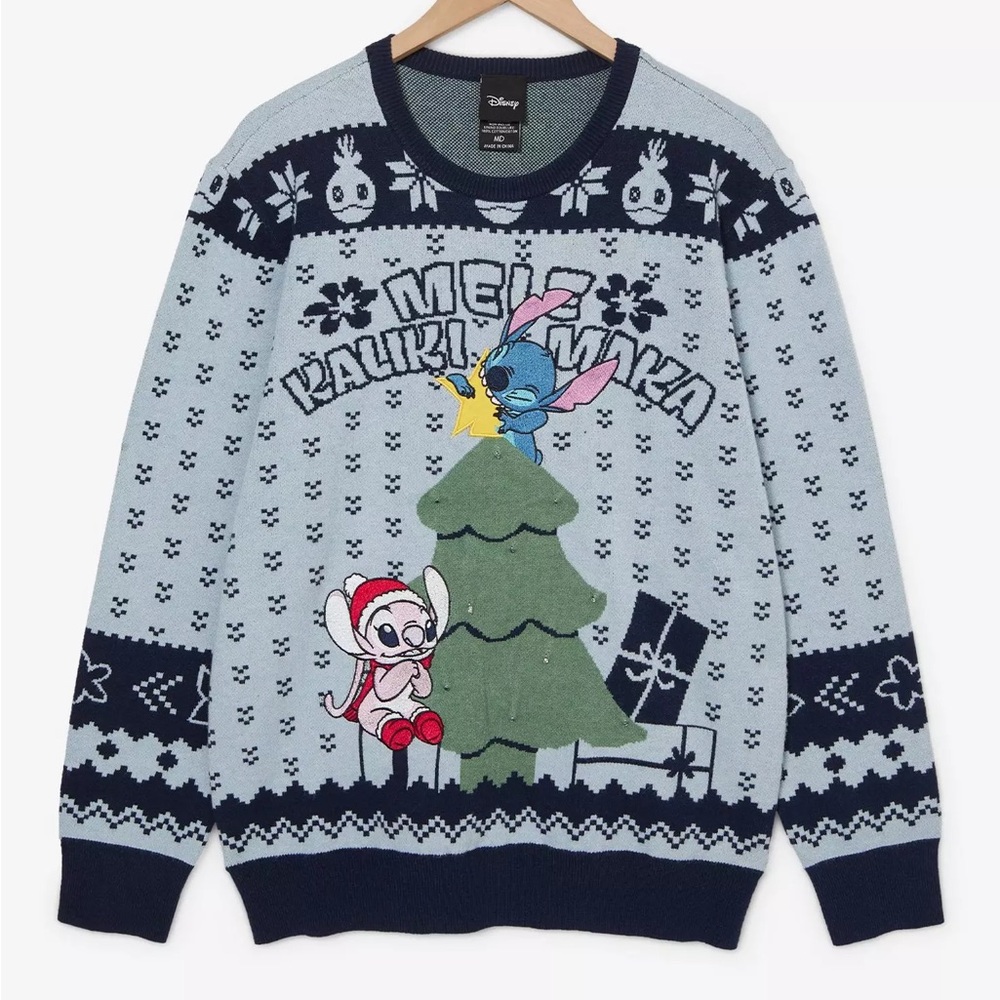 Disney‎ Lilo & Stitch Angel & Stitch Christmas Tree Holiday Light-Up Sweater